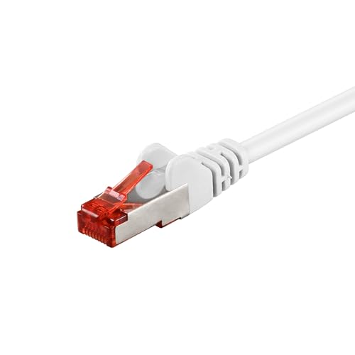 Goobay 92763 CAT 6 Kabel Lan Netzwerkkabel für Gigabit Ethernet S-FTP doppelt geschirmtes Patchkabel mit RJ45 Stecker, 10m, Weiß
