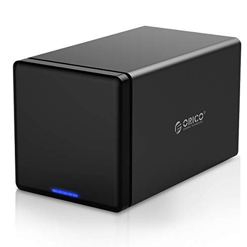 ORICO 4 Bay festplattengehäuse Externe Festplatte, Aluminium 3,5 Zoll USB 3.0 zu SATA III HDD SSD Dockingstation Bis zu 64 TB, RAID0/1/3/5/10/JBOD/Clear