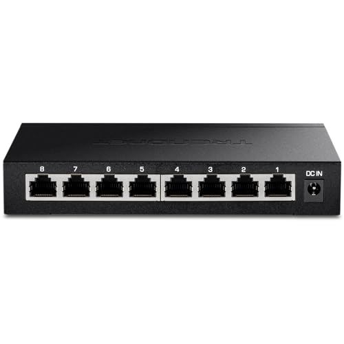 TRENDnet 8-Port Unmanaged 2.5G Switch, 8 x 2.5GBASE-T Ports, 40Gbps Switching Kapazität, abwärtskompatibel mit 10-100-1000Mbps Geräten, Lüfterlos, Wandmontierbar, Schwarz, (TEG-S380)