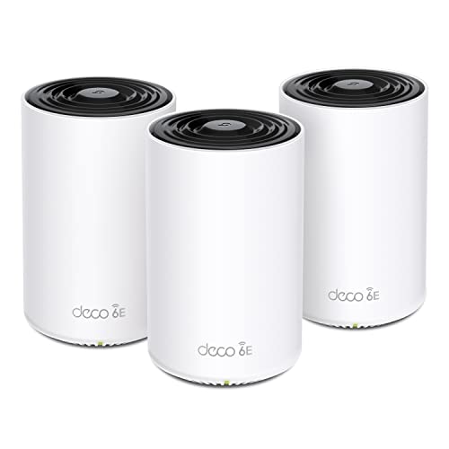 TP-Link Deco XE75 Mesh WLAN Set (3 Pack), Wi-Fi 6E AXE5400 Tri-Band Router & Repeater, 3× Gigabit Ports für jede Einheit, empfohlen für Häuser mit 4-7 Schlafzimmern, Umfassender Jugendschutz, WPA3