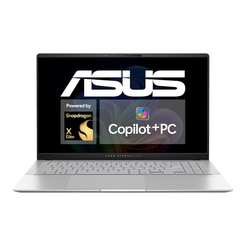 ASUS Vivobook S 15; Copilot+ PC | 15,6' 120Hz OLED Display | Qualcomm Snapdragon X Elite X1E | 16 GB RAM | 1TB SSD | Qualcomm Adreno GPU | Windows 11 | QWERTZ Tastatur | Cool Silver