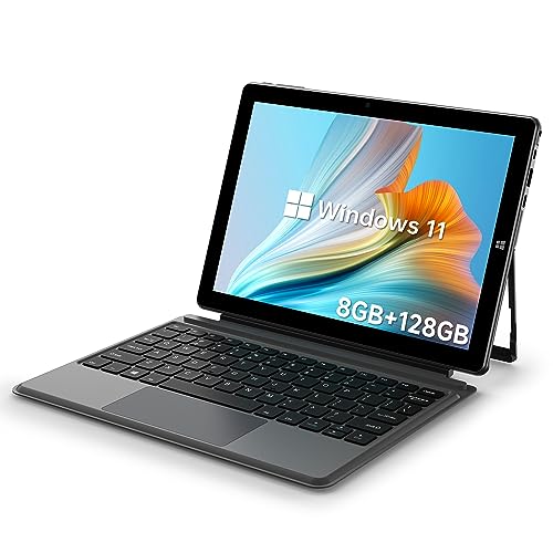 ALLDOCUBE 2 in 1 Tablet PC, Tablet PC mit Tastatur Windows 11,Tablet Laptop 10.5 Zoll,Celeron N4120,8GB RAM,128GB SSD, FHD IPS Display1920x1280,2.4G+5G WiFi,Bluetooth,Type C,HDMI, QWERTY