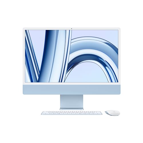 Apple 2023 iMac All-in-One Desktop-Computer mit M3 Chip: 8-Core CPU, 10-Core GPU, 24' 4.5K Retina Display, 8 GB gemeinsamer Arbeitsspeicher, 256 GB SSD Speicher, passendes Zubehör. Blau