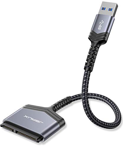 JSAUX USB 3.0 auf SATA Adapter, USB 3.0 zu 2,5 Zoll Festplatten/SSD Nylon SATA Kabel Adapter [Unterstützt UASP SATA III] Kompatibel mit Windows, MacOS, ChromeOS, Linux-(Grau)