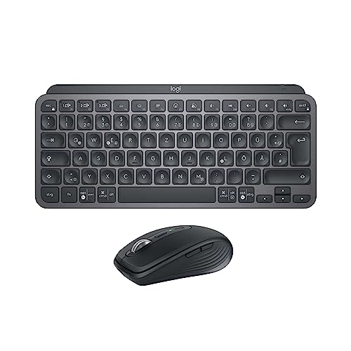 Logitech MX Keys Mini Tastatur + MX Anywhere 3S kabellose Maus – flüssiges Tippen, beleuchtete Tasten, schnelles Scrollen, Bluetooth, kompatibel mit mehreren Betriebssystemen - Graphit, QWERTZ-Layout