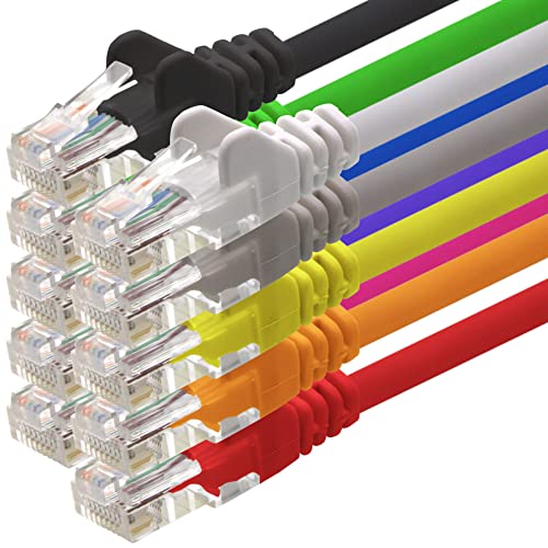 Netzwerkkabel Cat 6 10-Farben - 1m - (Set) - CAT6 Ethernet Kabel Lankabel 1000 Mbits Patchkabel