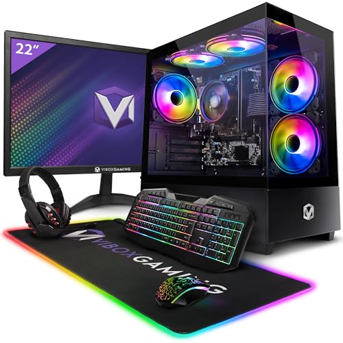 Vibox I-96 Gaming PC - 22 Zoll Set Komplett - Quad Core AMD Ryzen 3200G 4GHz - Radeon Vega 8-8GB RAM - 480GB SSD - Linux OS - WiFi